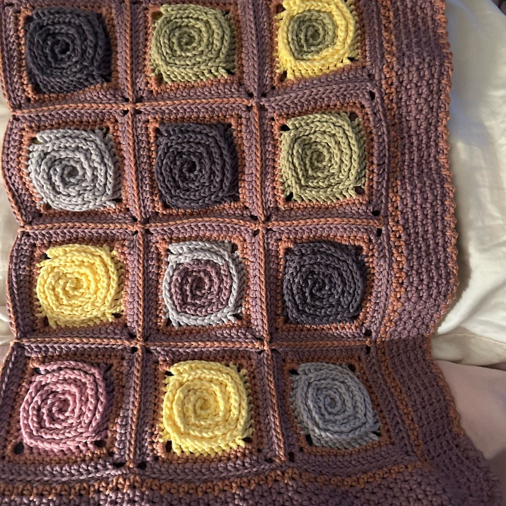 Handmade Crochet Blanket in Blue and Gray (more colors available)